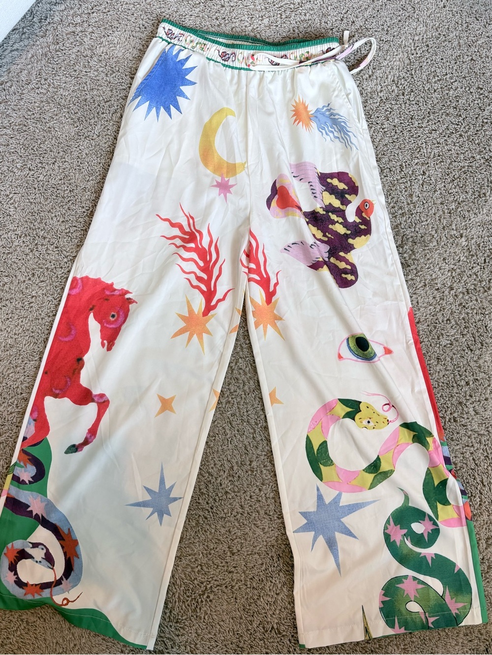 Women’s Celestial Animal Print Wide Leg Pants XS